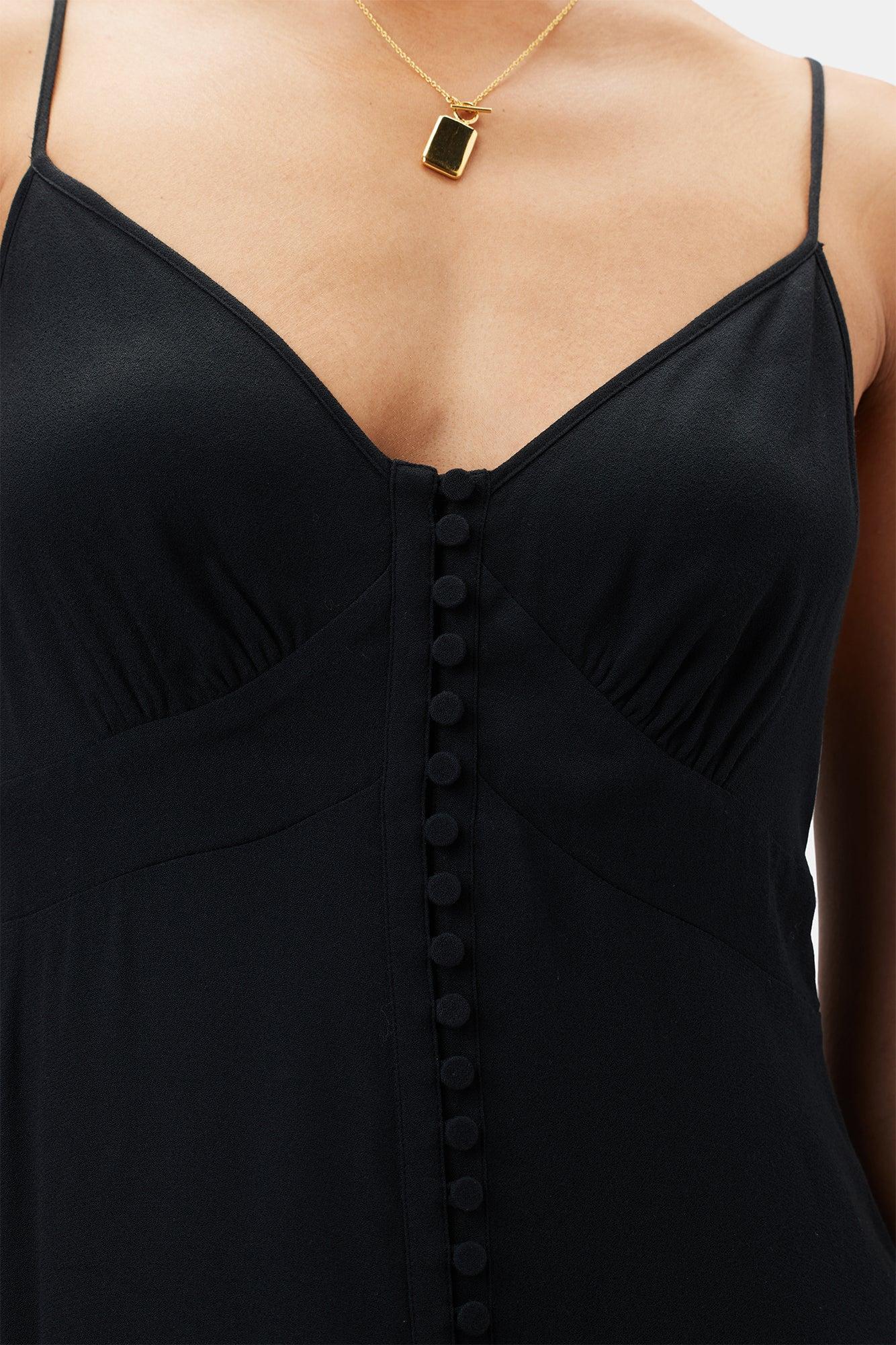 Sara Viscose Crepe Slip Dress - Black Product Image