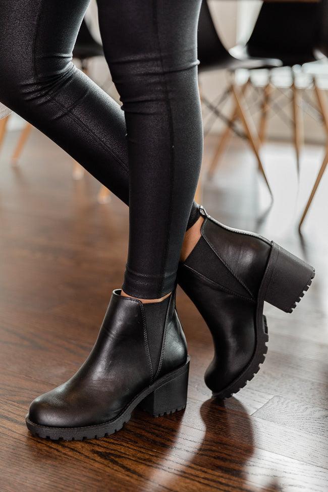 Deena Black Leather Platform Booties FINAL SALE Product Image