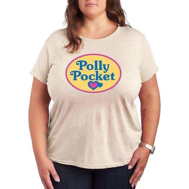 Plus Polly Pocket Color Logo Graphic Tee, Womens Grey Royal Blue Product Image