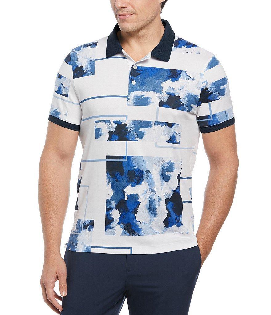 Perry Ellis Watercolor Print Short Sleeve Polo Shirt Product Image