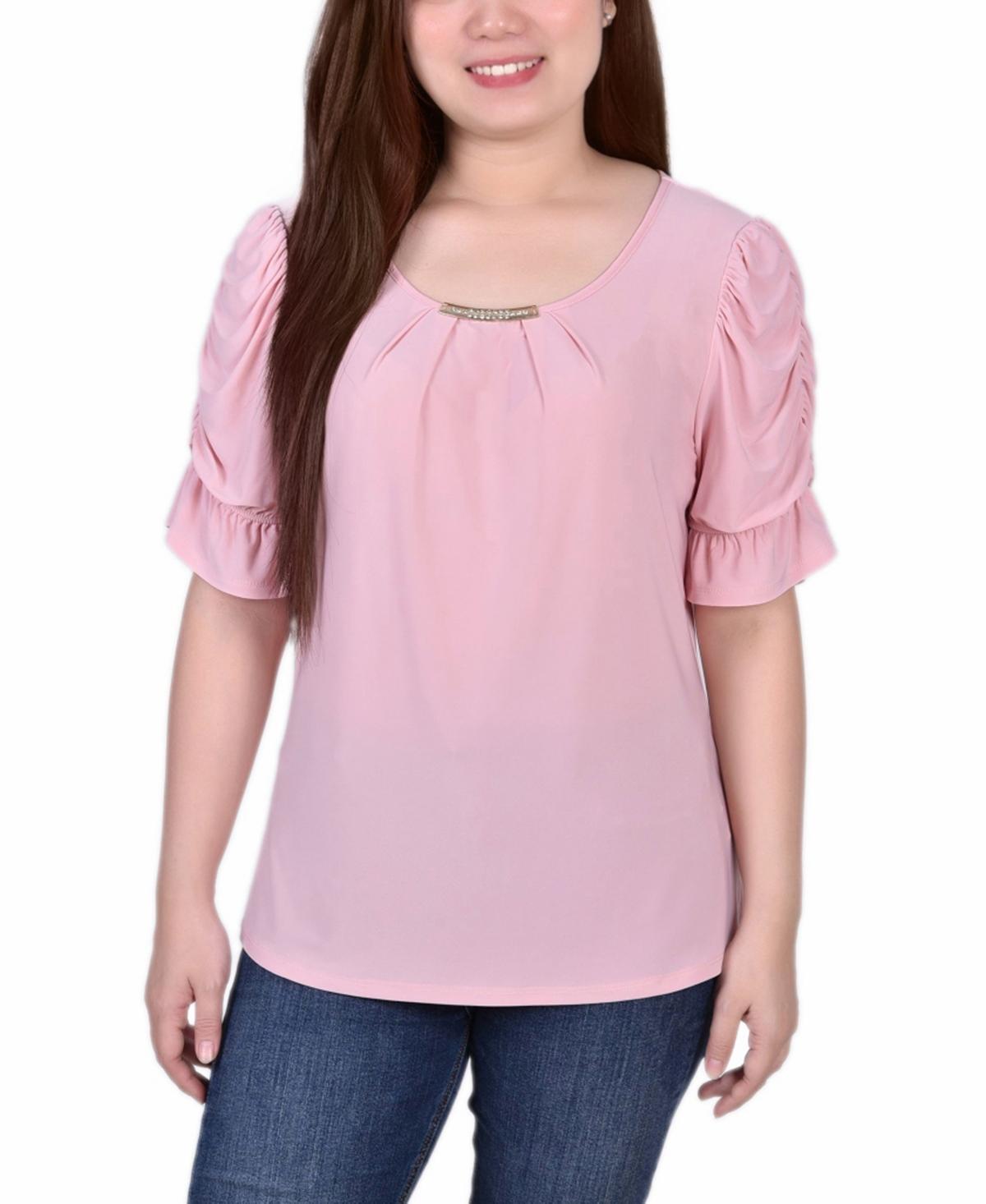 Ny Collection Petite Elbow Cuffed Sleeve Hardware Top Product Image