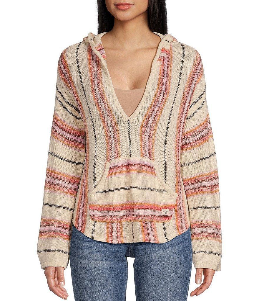 Billabong Baja Beach Long Sleeve Faded Striped Sweater Knit Lightweight Hoodie Product Image