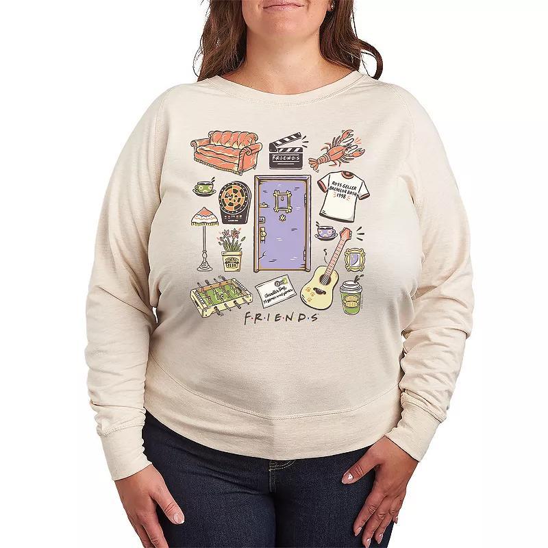 Plus Size Friends Icons Collage Lightweight French Terry Sweatshirt, Womens Product Image