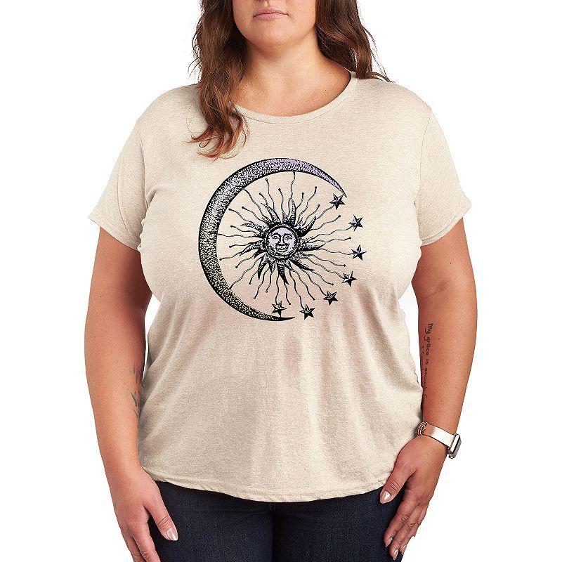 Plus Celestial Crescent Moon Graphic Tee, Womens Product Image