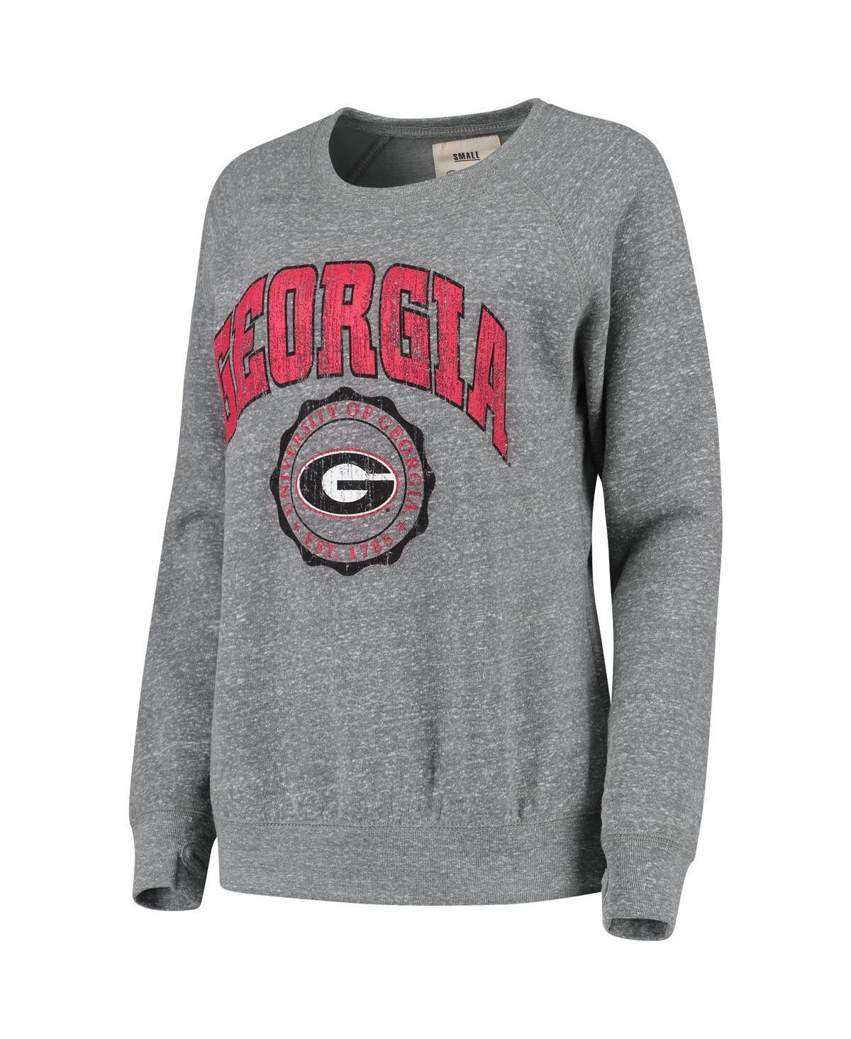 Womens Pressbox Heathered Gray Georgia Bulldogs Edith Vintage Knobi Pullover Sweatshirt Product Image