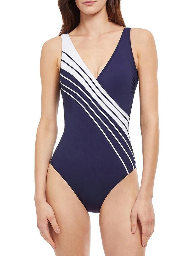 Gottex Simple Elegance Surplice V-Neck Tummy Control One Piece Swimsuit Product Image