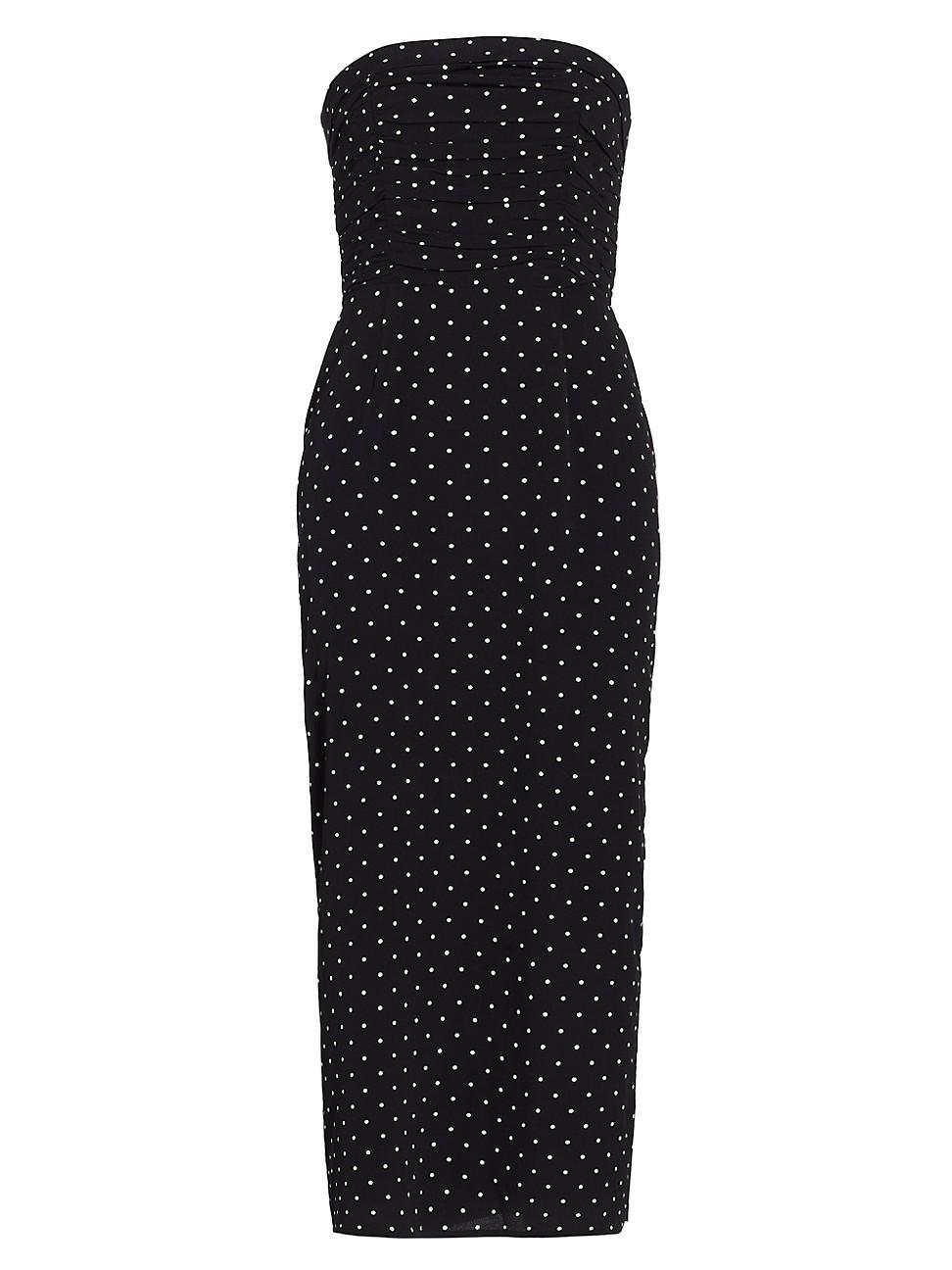 Womens Birdie Strapless Polka-Dot Midi-Dress Product Image