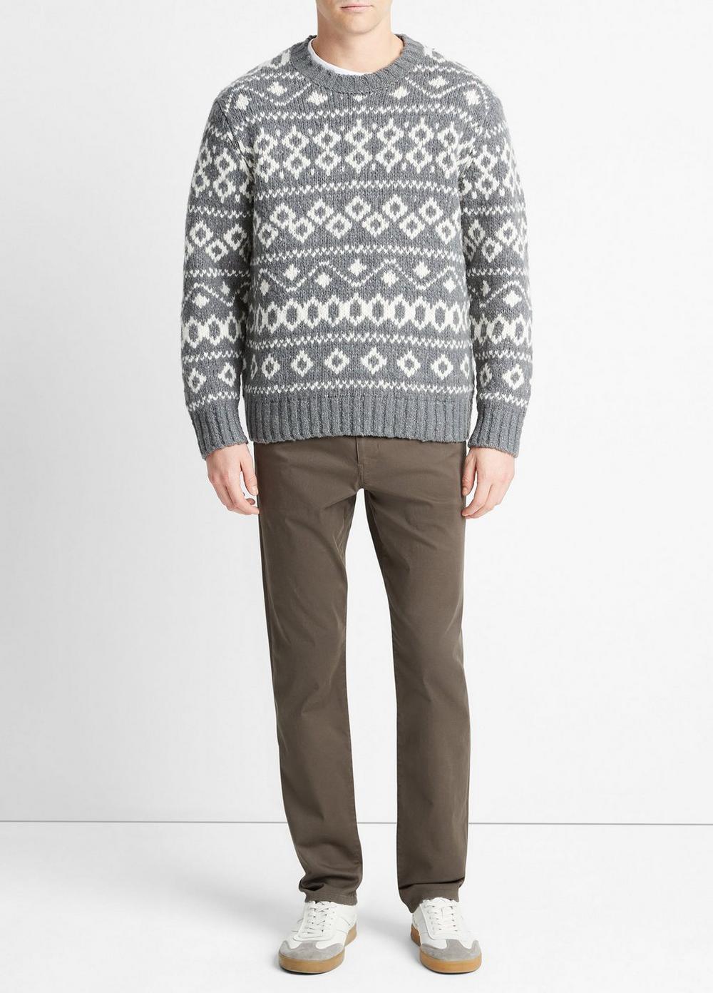 Fair Isle Wool-Blend Crew Neck Sweater Product Image