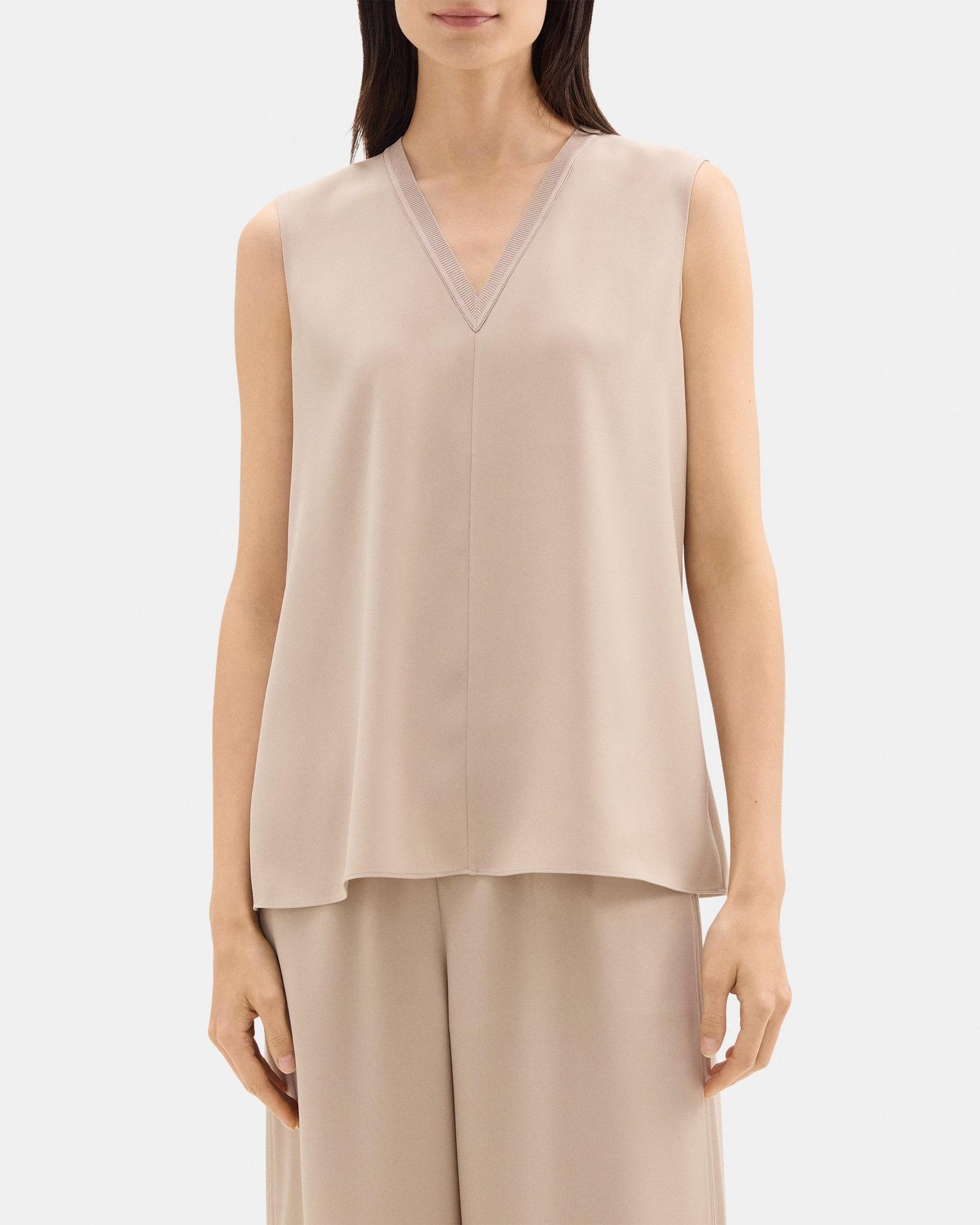 V-Neck Tank Top in Crepe Product Image