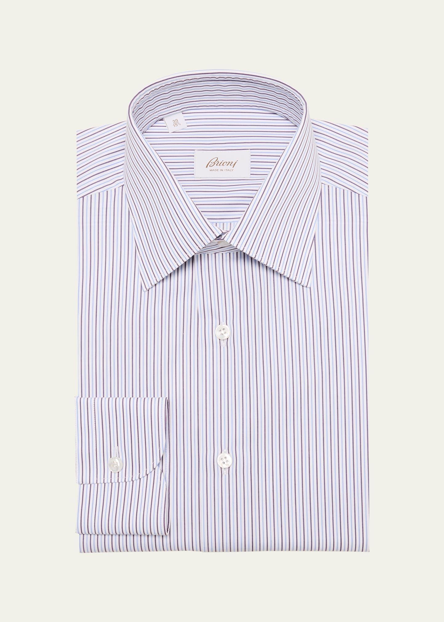 Mens Cotton Multi-Stripe Dress Shirt Product Image