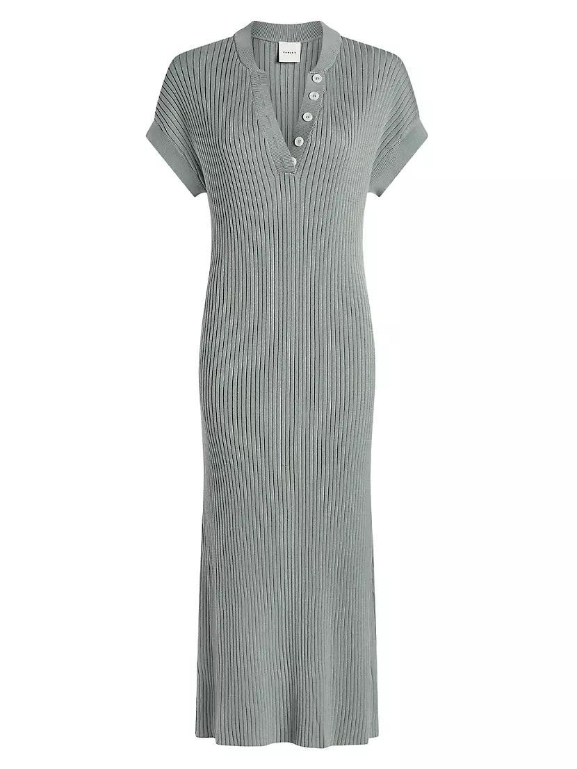 Aria Ribbed Cotton Midi-Dress Product Image