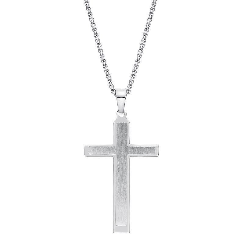 LYNX Stainless Steel Cross Pendant - Men, Mens White Product Image