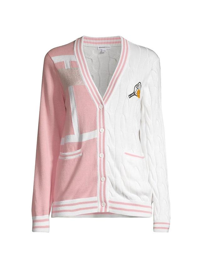 Womens Pickelball Mixed-Media Cardigan Product Image