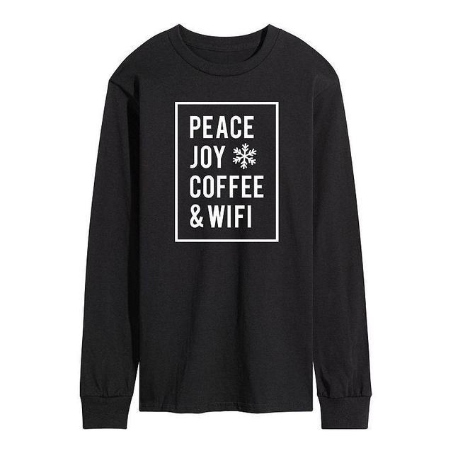 Mens Peace Joy Coffee Wifi Long Sleeve Tee Product Image