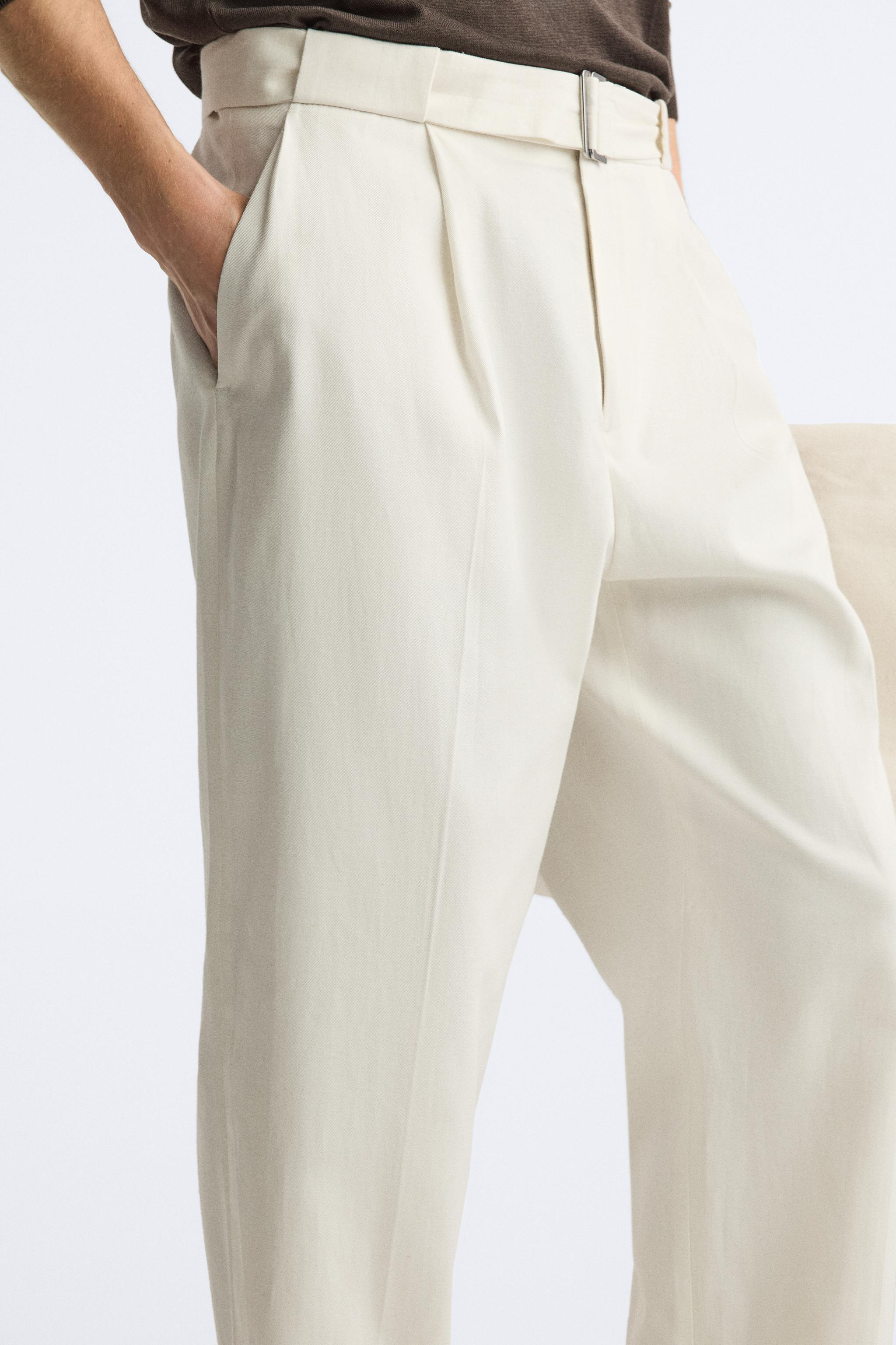 BELTED COTTON - LINEN PANTS Product Image