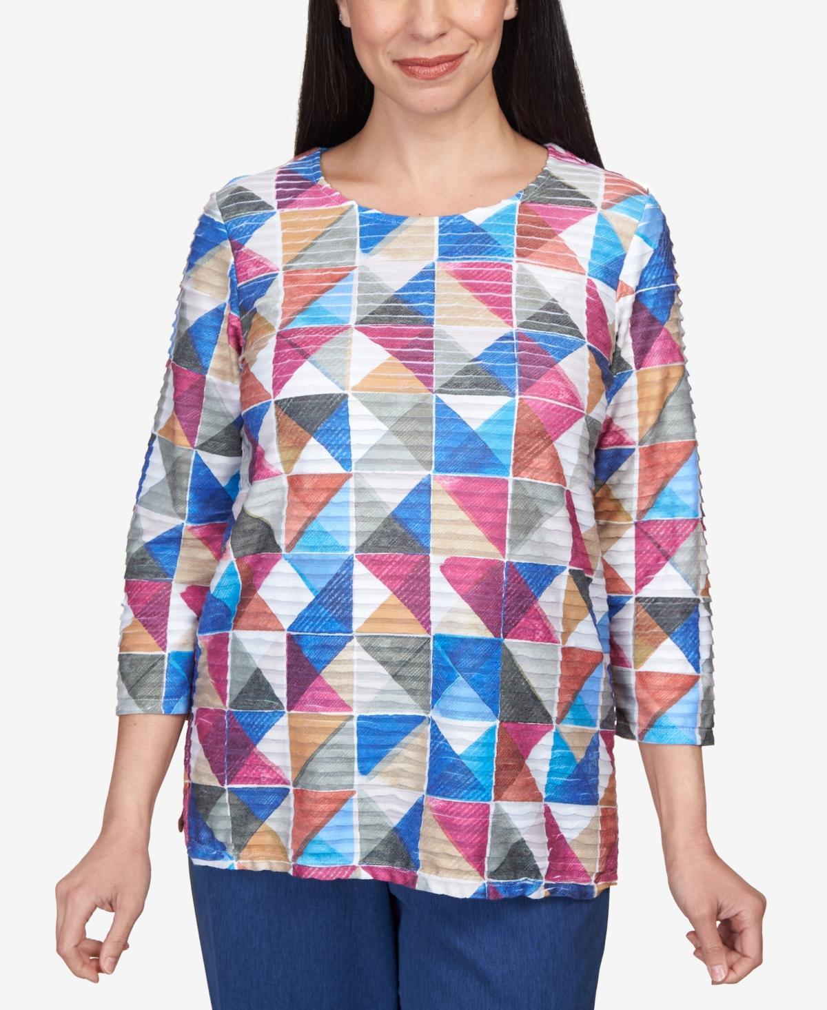 Womens Alfred Dunner Box Print Textured Top Product Image