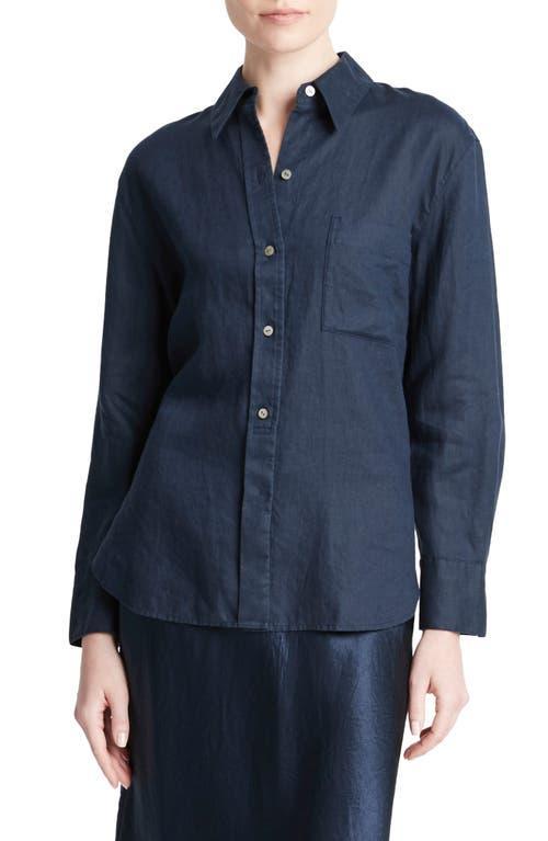 Vince Long Sleeve Easy Button Down (Optic ) Women's Clothing Product Image