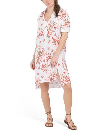 Linen Blend Print Dress for Women Product Image