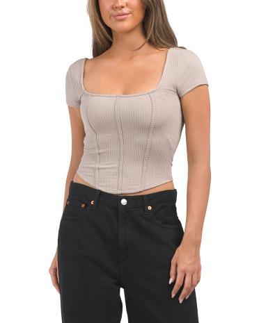 Short Sleeve Square Neck Corset Top for Women Product Image