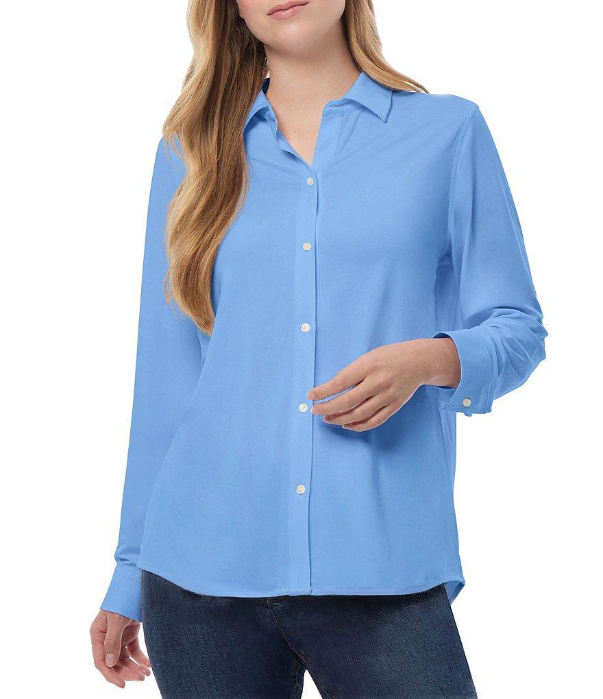 Jones New York Collared Neck Long Sleeve Button-Front Top Product Image