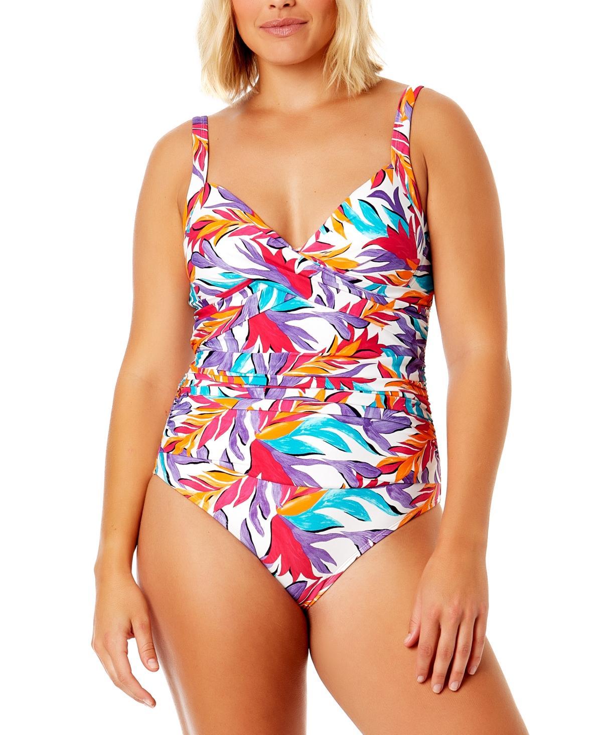 Anne Cole Womens Tropical-Print One-Piece Swimsuit Product Image