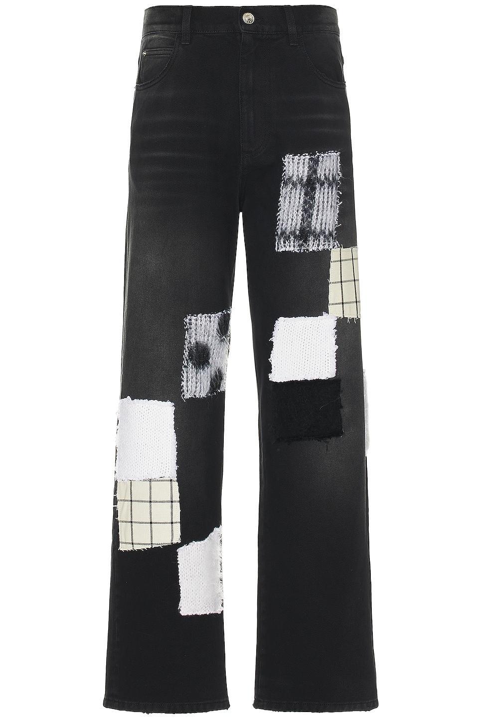 Marni Patchwork Bleached Cotton Bull Denim in Black Product Image