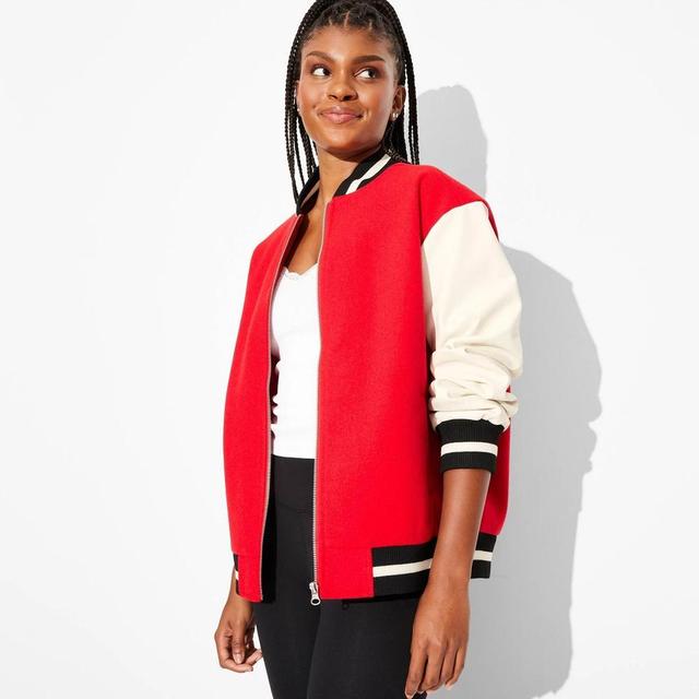 Womens Game Day Varsity Jacket - Wild Fable Red M Product Image