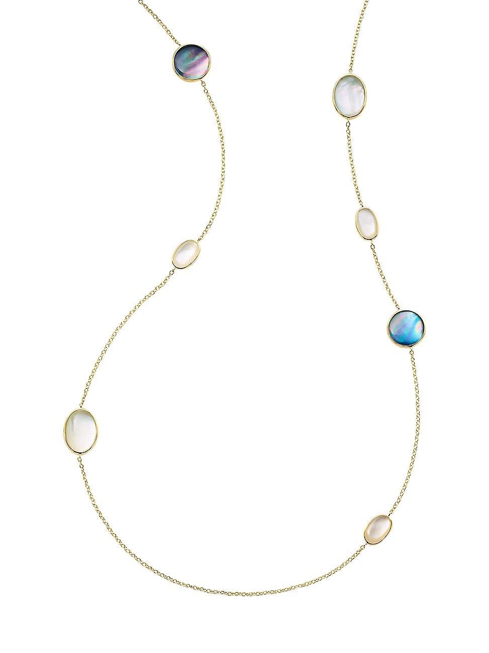 Womens 18K Rock Candy 18K Yellow Gold, Rock Crystal & Mother-Of-Pearl Long Chain Necklace - Gold - Gold Product Image