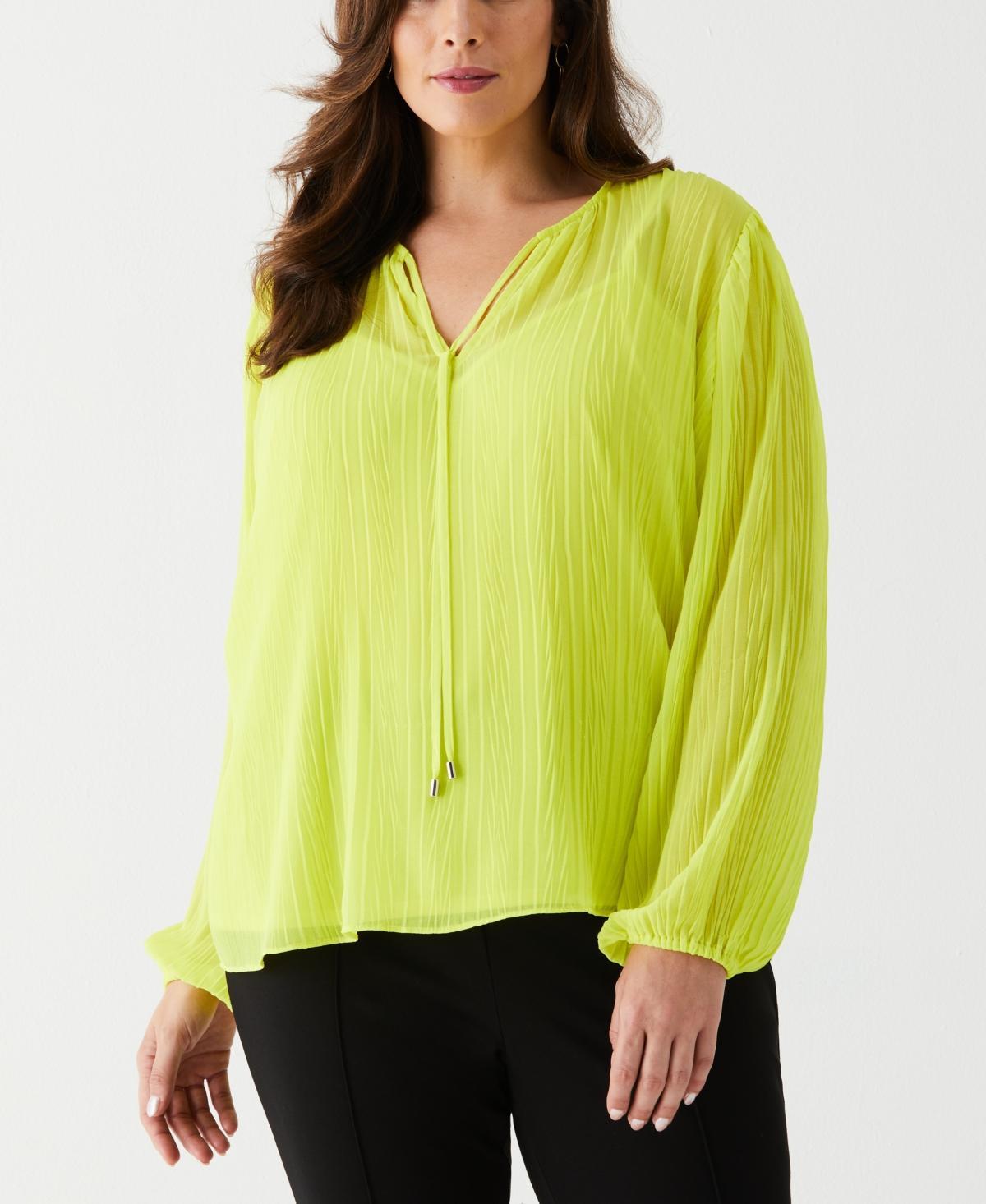 Ella Rafaella Plus Size Pleated Balloon Sleeve Blouse Product Image