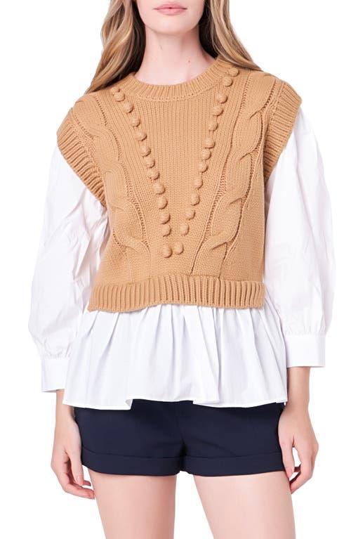 English Factory Mixed Media Cable Stitch Sweater Product Image