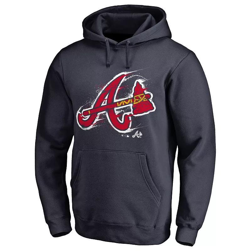 Mens Fanatics Branded Atlanta Braves Splatter Logo Pullover Hoodie Blue Product Image