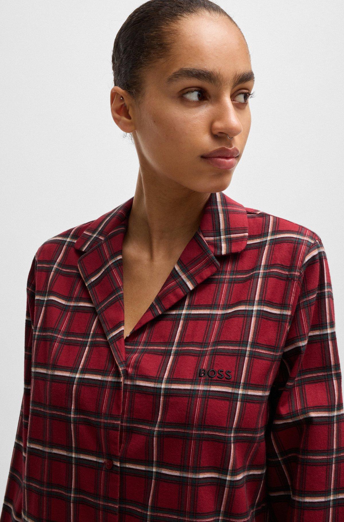 Checked flannel night shirt in stretch cotton Product Image