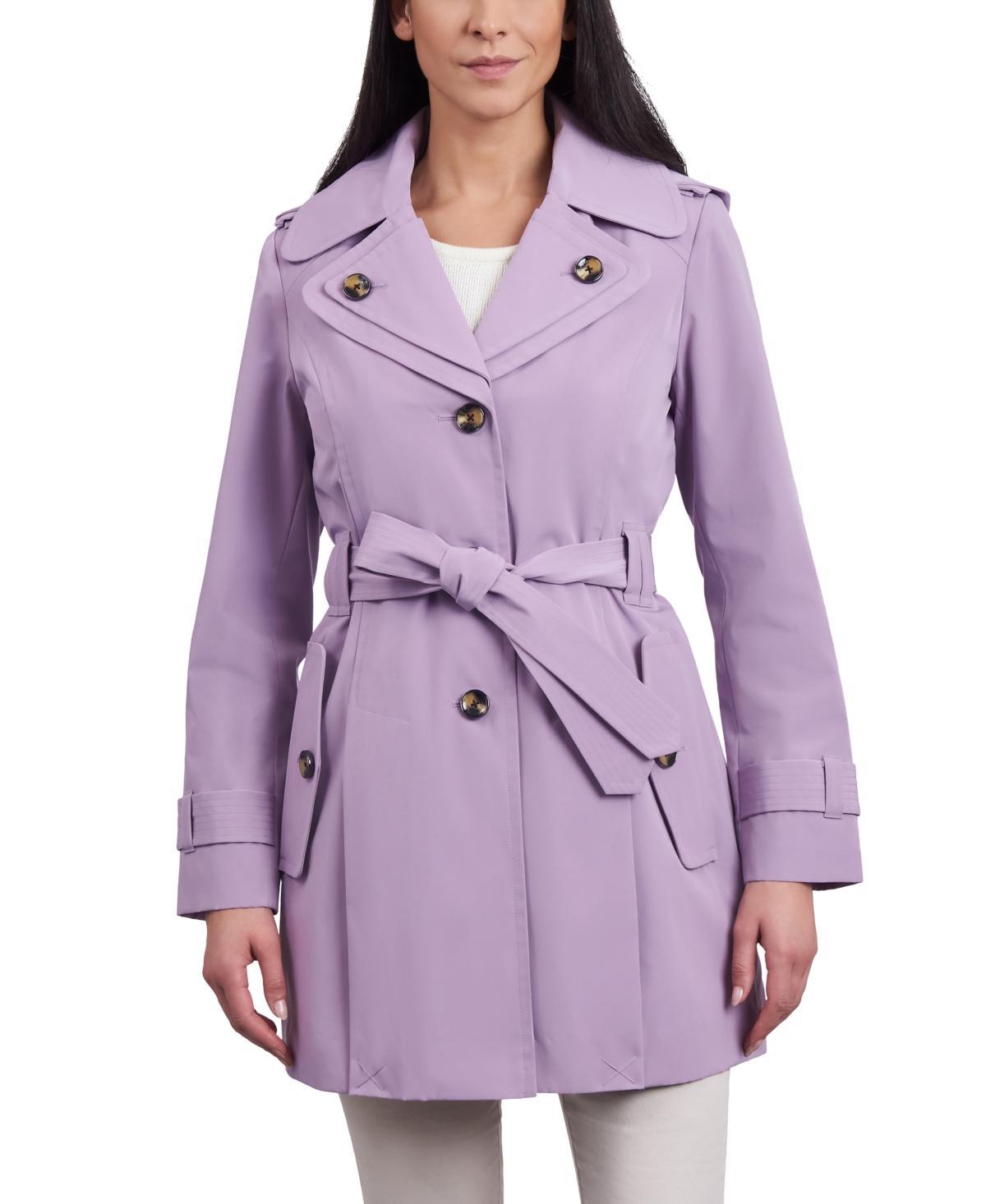 Women's Petite Single-Breasted Belted Trench Coat Product Image