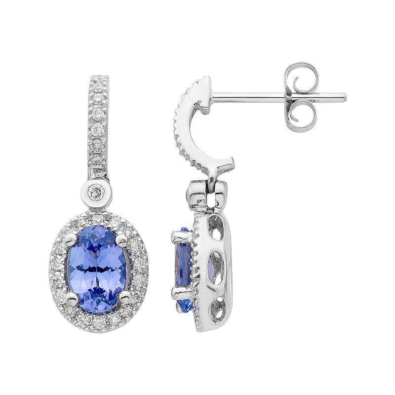 14k Rose Gold Tanzanite & 1/4 Carat T.W. IGL Certified Diamond Oval Earrings, Womens, White Product Image