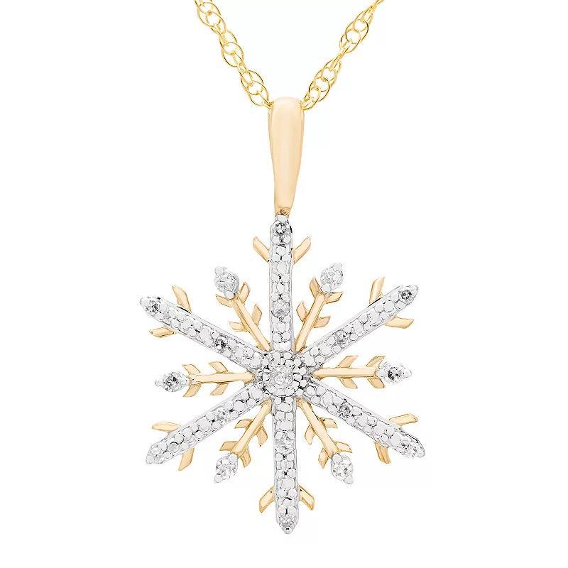 Boston Bay Diamonds 14k Gold Plated Sterling Silver 1/10 Carat T.W. Diamond Snowflake Pendant Necklace, Womens White Product Image