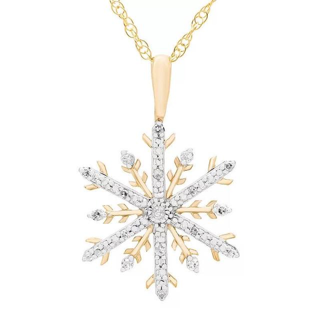 Boston Bay Diamonds 14k Gold Plated Sterling Silver 1/10 Carat T.W. Diamond Snowflake Pendant Necklace, Womens White Product Image