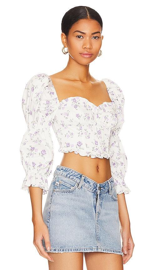 For Love & Lemons Leslie Blouse in White. Product Image