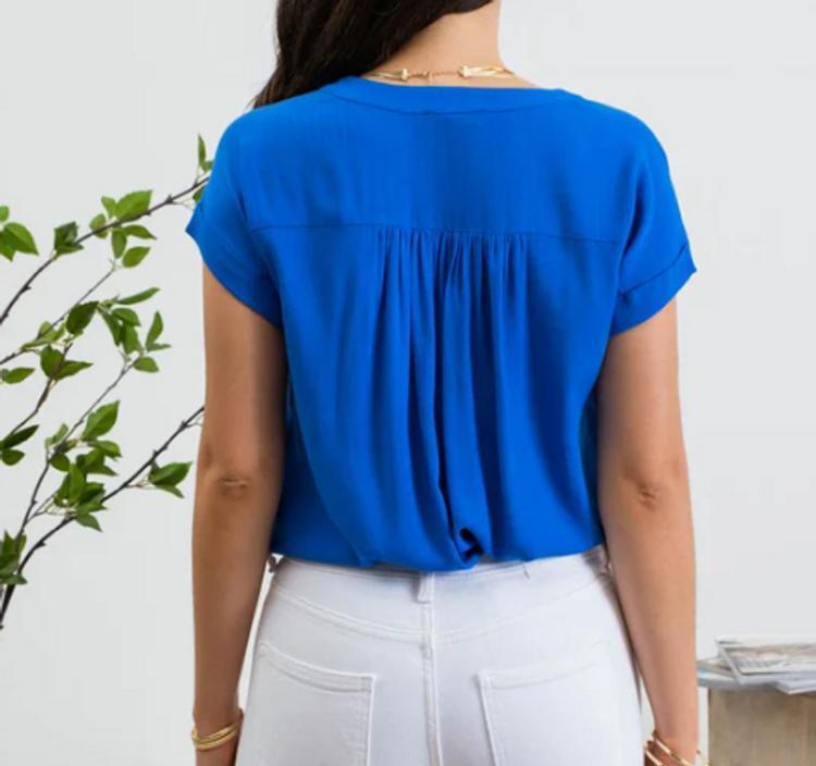 Blu Pepper® Ladies' S/S Roll Sleeve Button Blouse Product Image