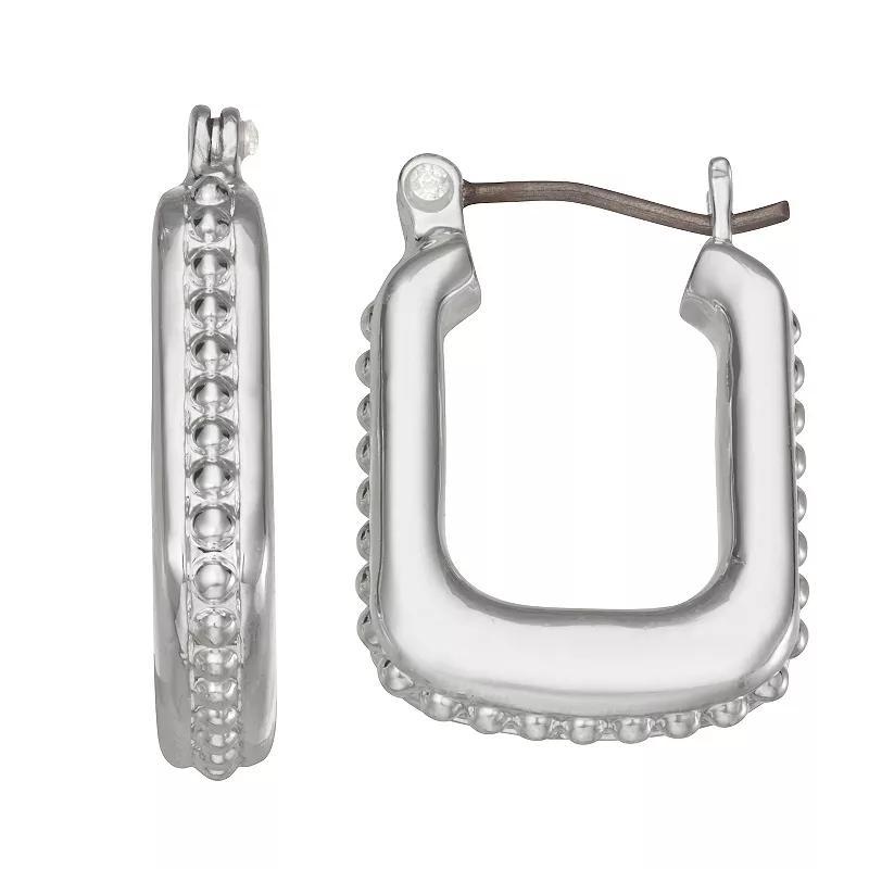 Napier Silver Tone Beaded Hoop Earrings, Womens Product Image