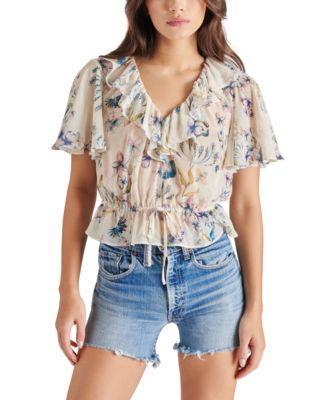 Steve Madden Womens Brighton Ruffled Peplum Top Product Image