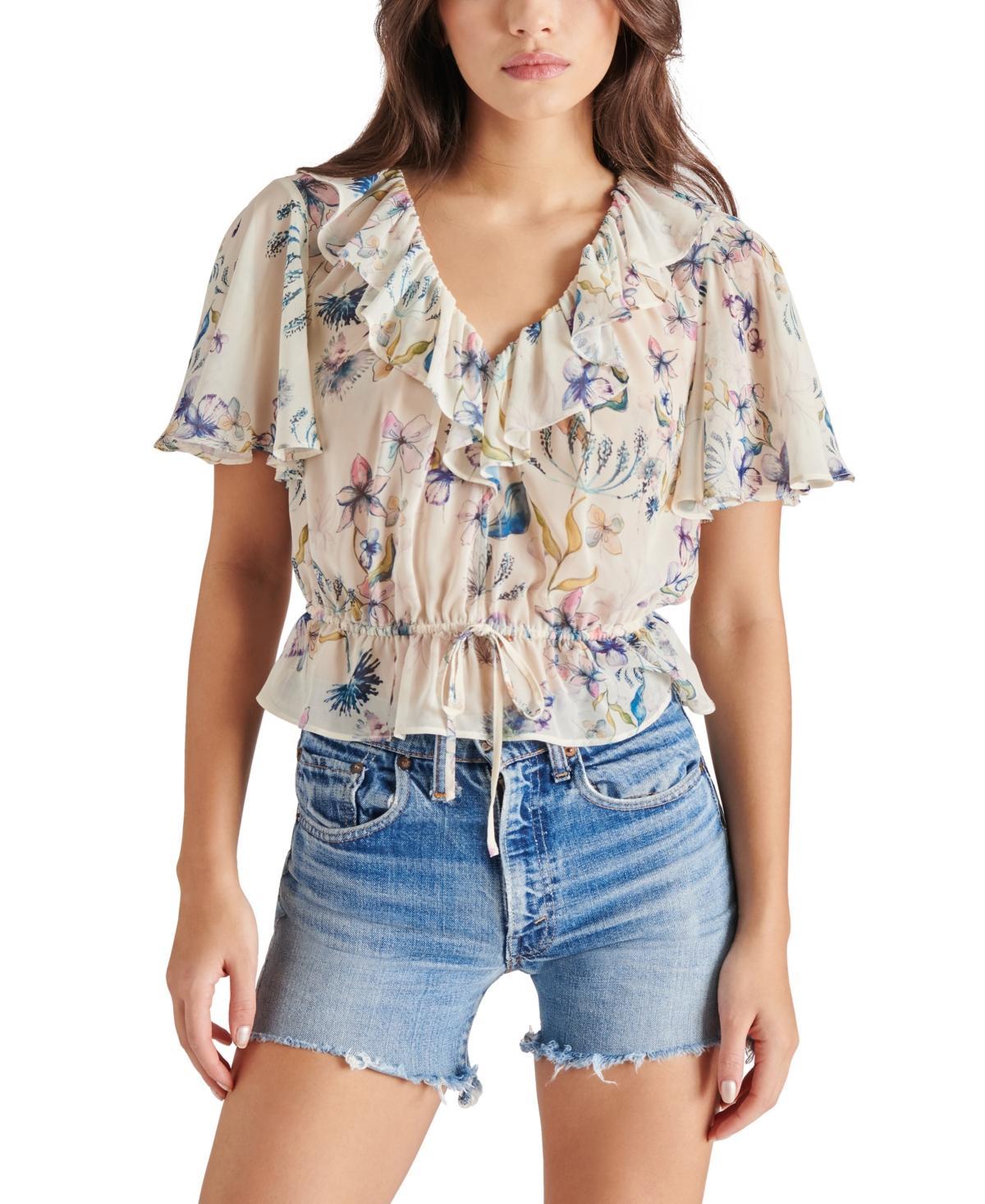 Steve Madden Womens Brighton Ruffled Peplum Top Product Image