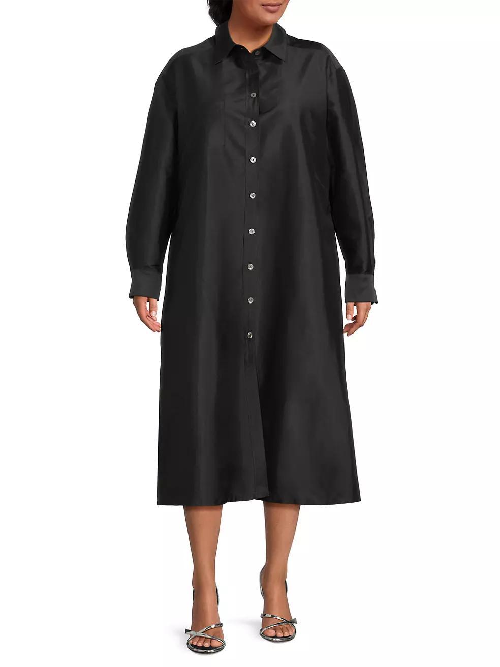 Plus Dupioni Cotton Shirtdress Product Image