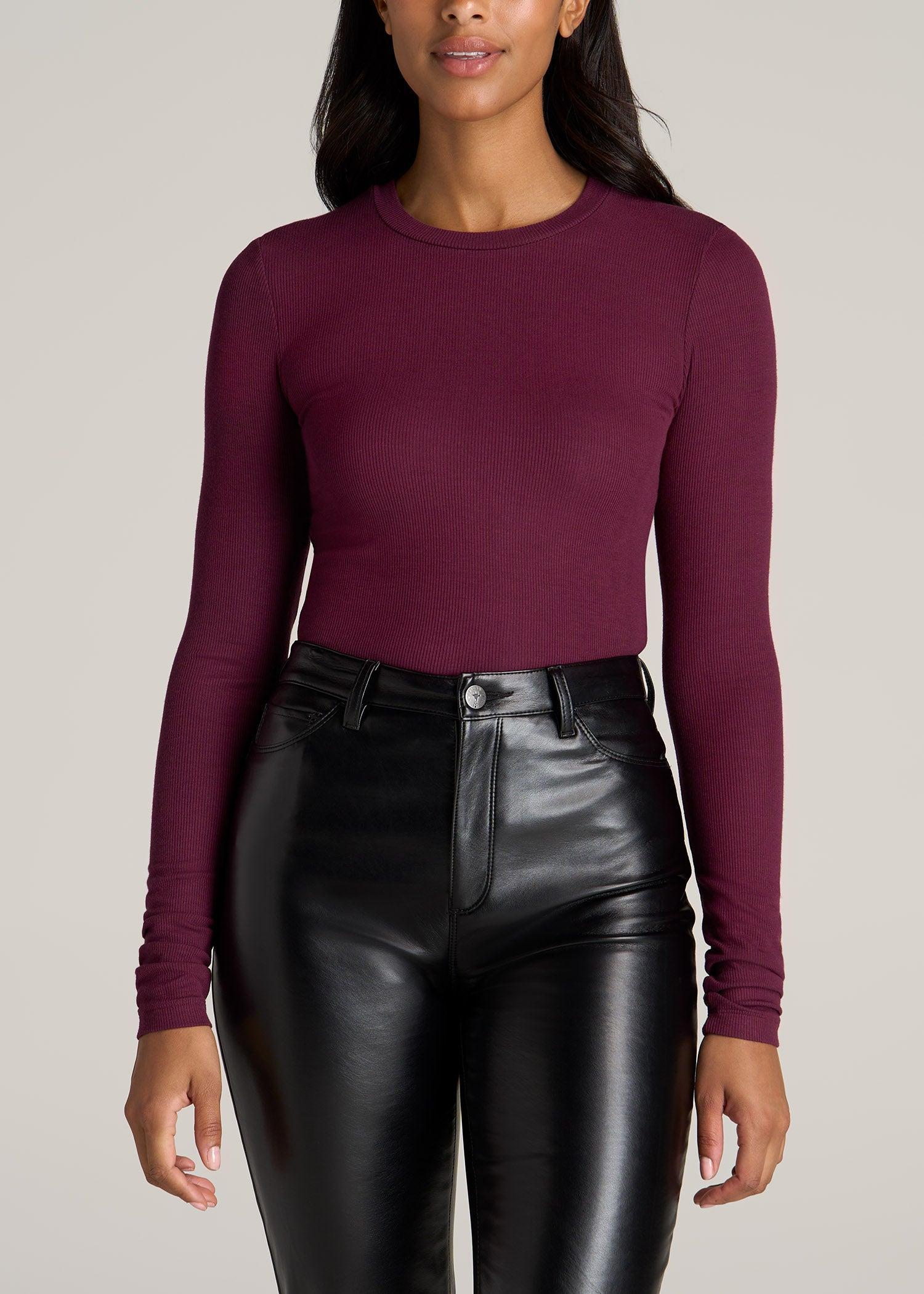 FITTED Ribbed Long Sleeve Tee in Elderberry - Tall Women's Shirts Product Image