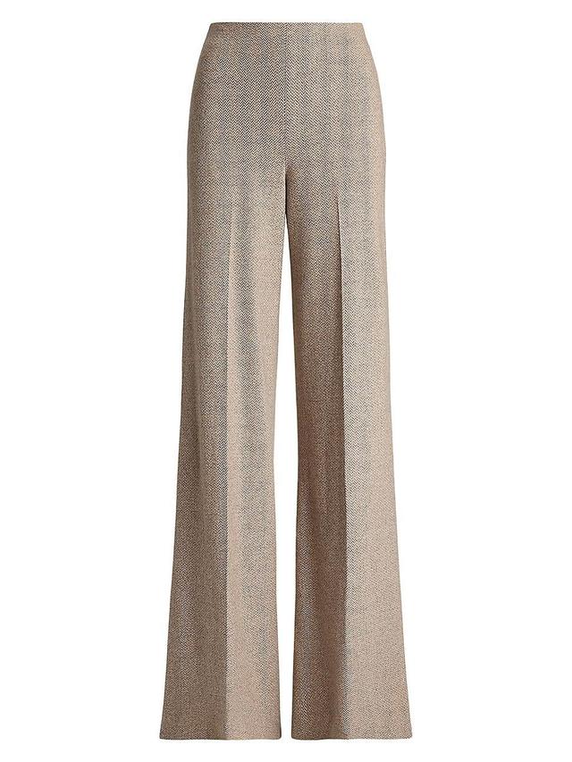 Womens Isaiah Herringbone Wool-Silk Wide-Leg Trousers Product Image