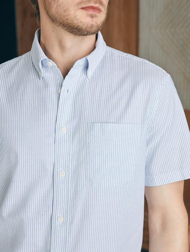 Short-Sleeve Supima Oxford Shirt - Classic Stripe Male Product Image