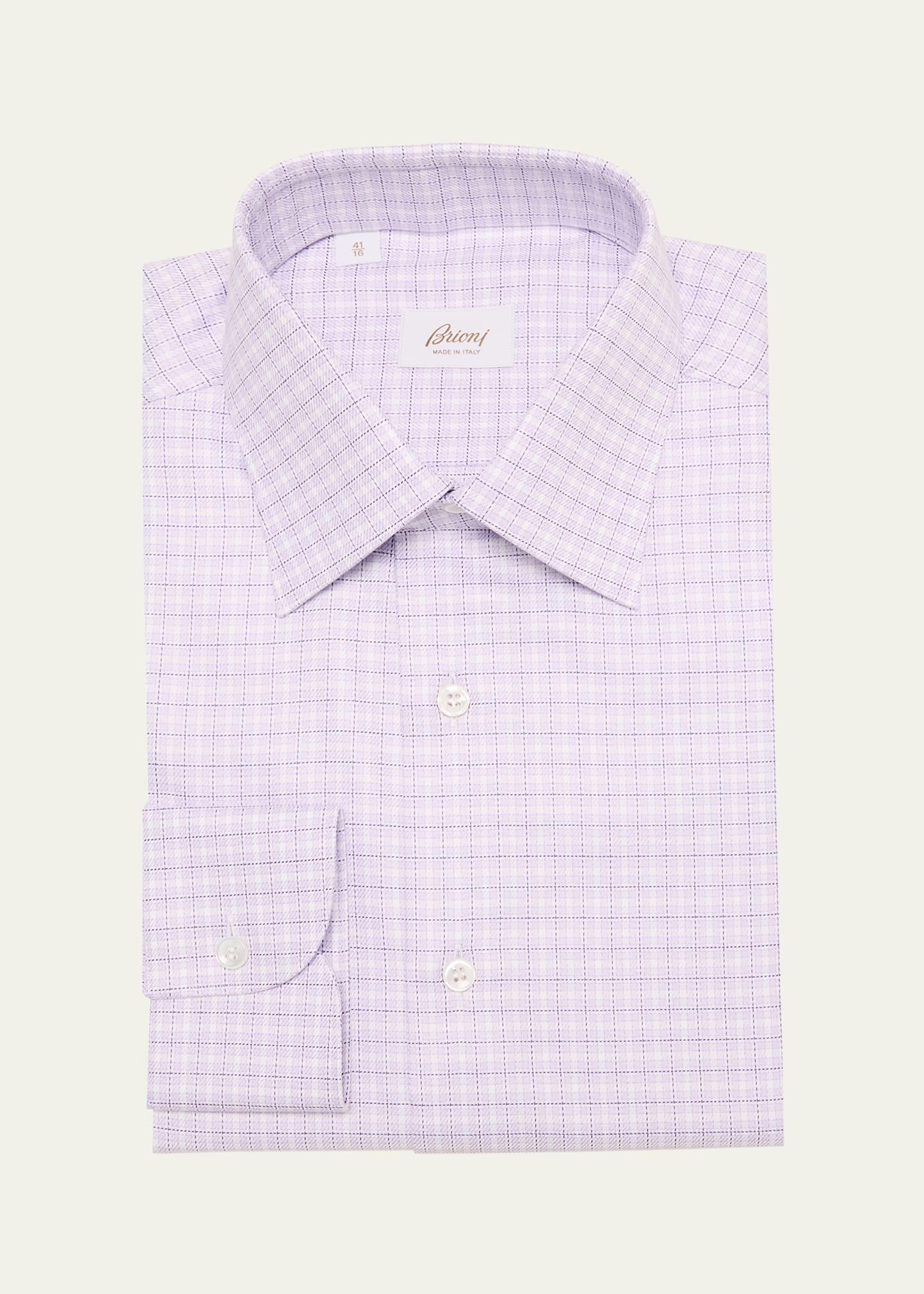 Mens Cotton Graph Check Dress Shirt Product Image