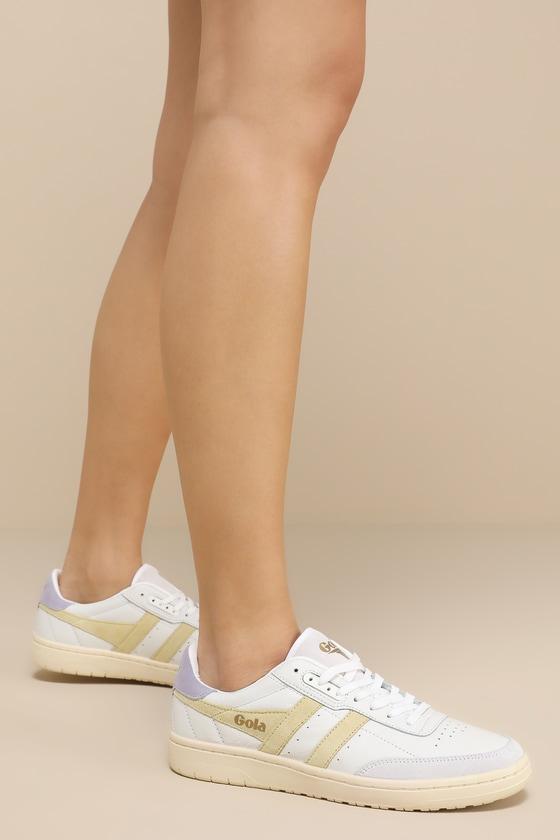 Falcon White Color Block Leather Lace-Up Sneakers Product Image