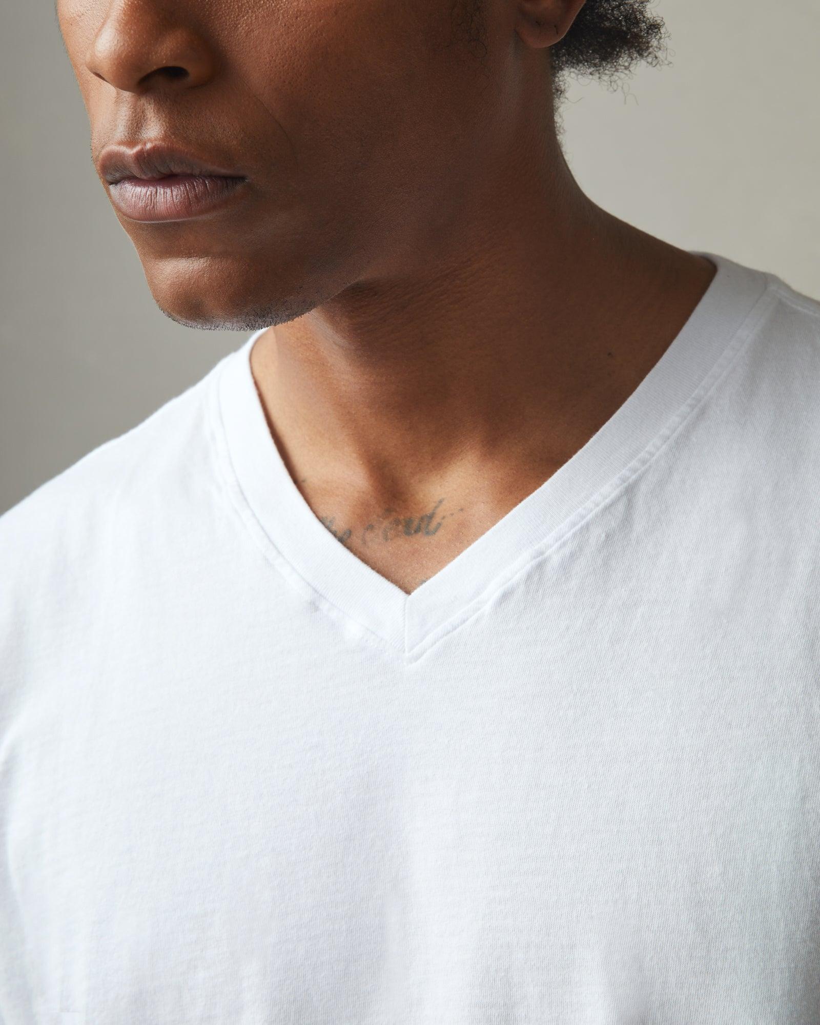 Classic Cotton V-Neck Tee - White Male Product Image