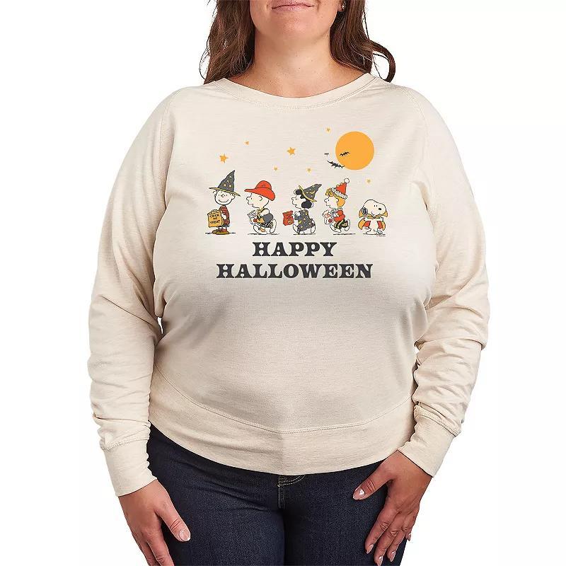 Plus Size Peanuts Group Happy Halloween Lightweight French Terry Sweatshirt, Womens Product Image