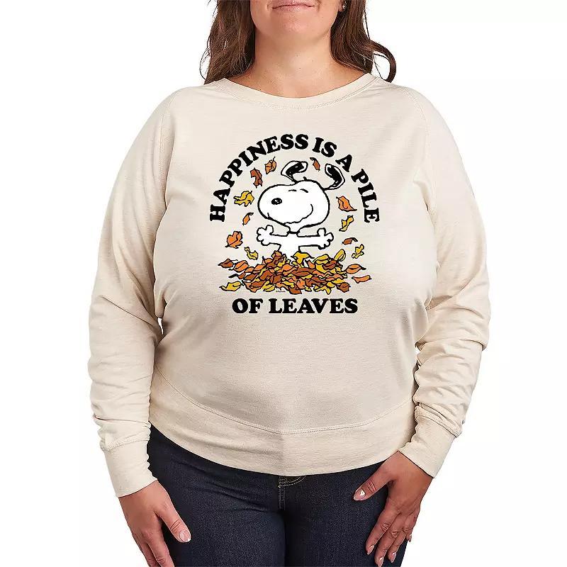 Womens Peanuts Snoopy Pile Of Leaves Lightweight French Terry Sweatshirt Product Image